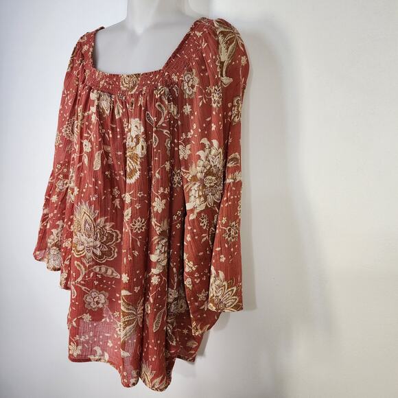 Chaps Top Blouse Womens XXL Peasant Cottage Core Boho Floral Squareneck Sheer - Picture 6 of 12